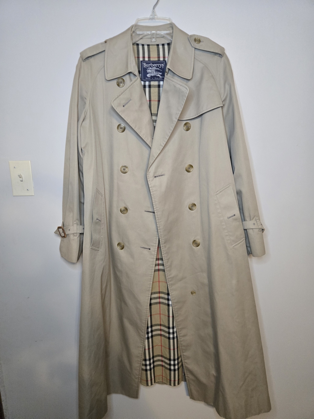 Vintage 1980 Burberry's Beige Classic Trench Coat Womens Size 12 Long